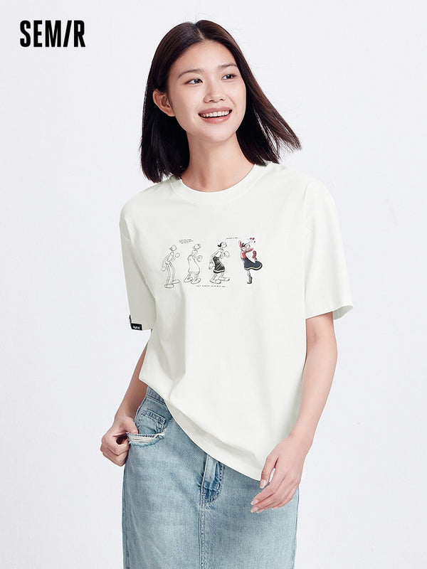 Semir Woman Micro Loose Fit Round Neck Short Sleeve T-shirt