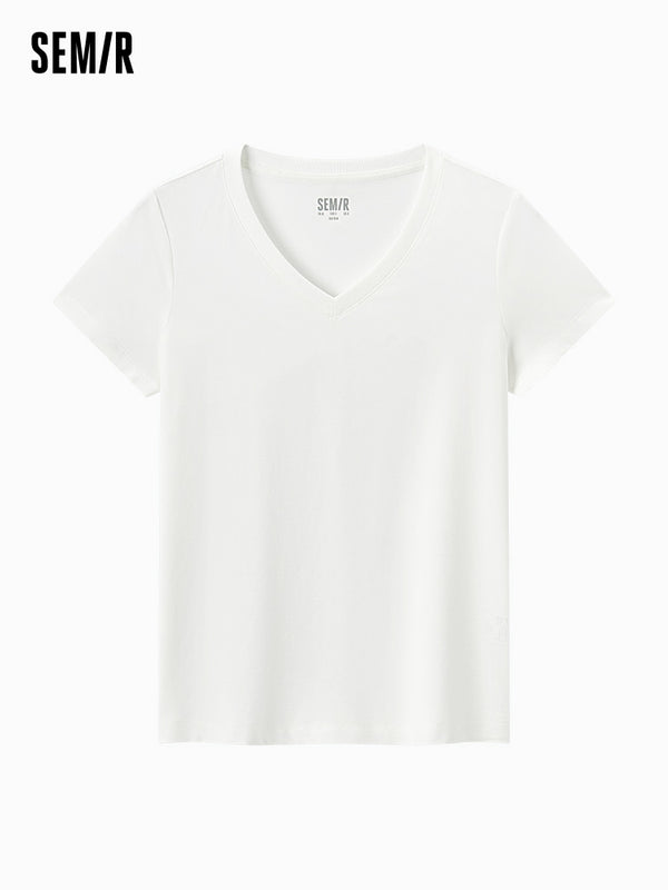 Semir Woman Slim Fit V-Neck Short T-shirt