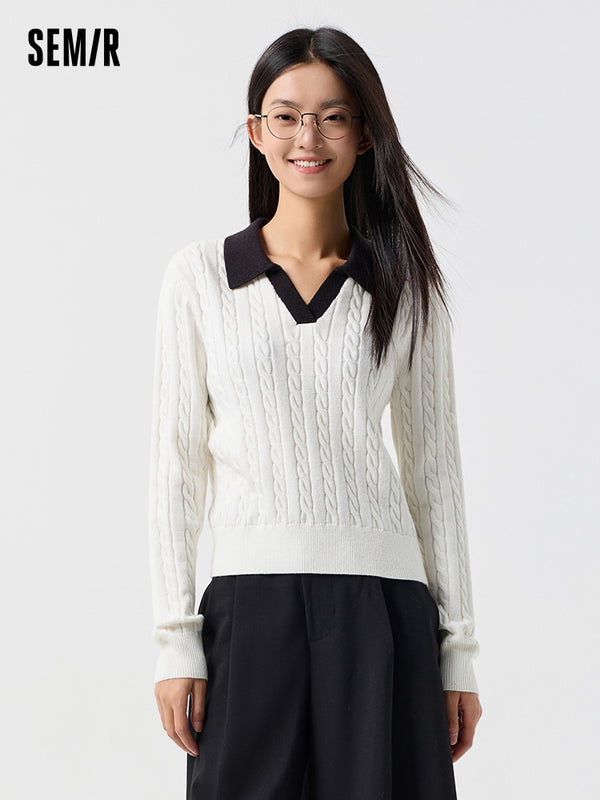 Semir Women New Basic Style Lapel Sweater