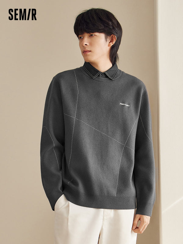 Men's fake two piece sweater