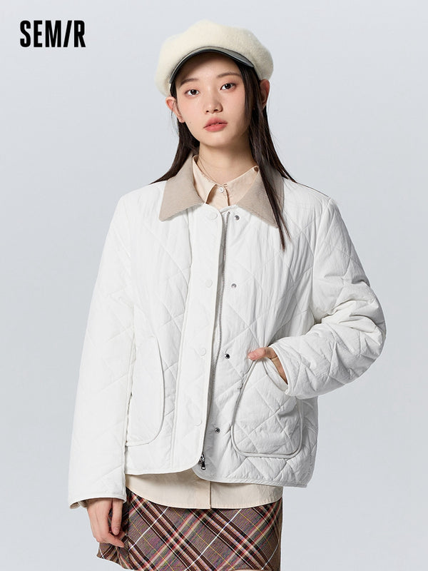 Women's short white cotton coat