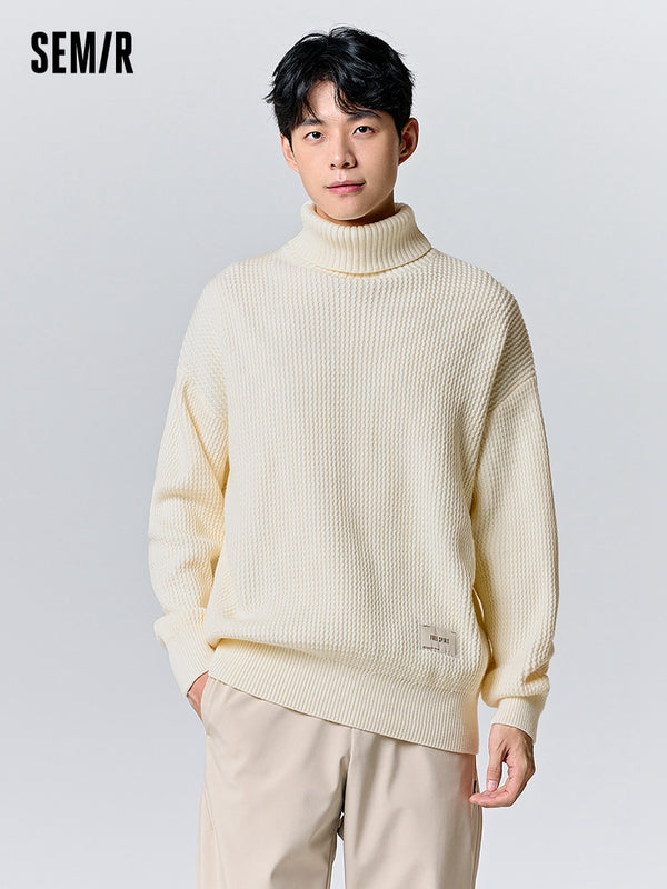 Men's cream turtleneck sweater