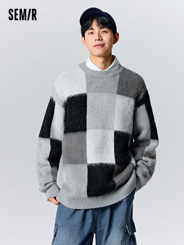 Unisex gray and black crew neck sweater