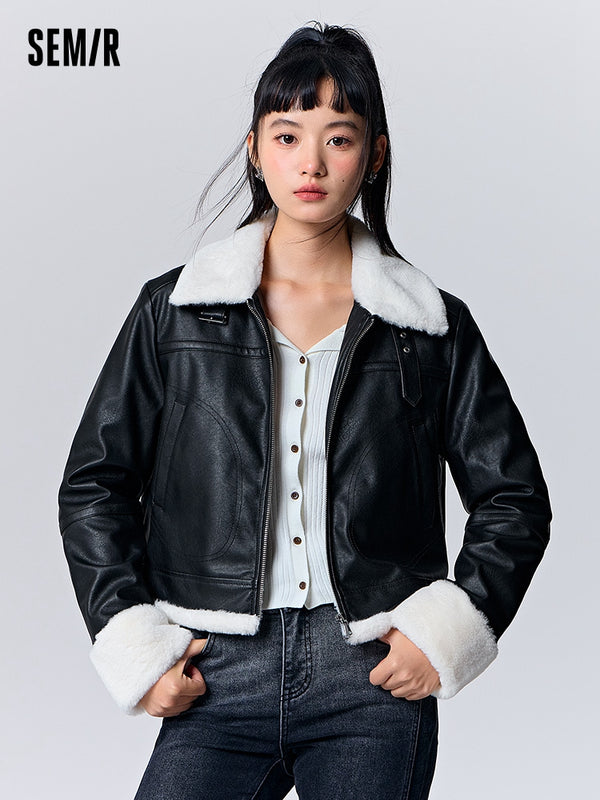 Women's brown leather jacket