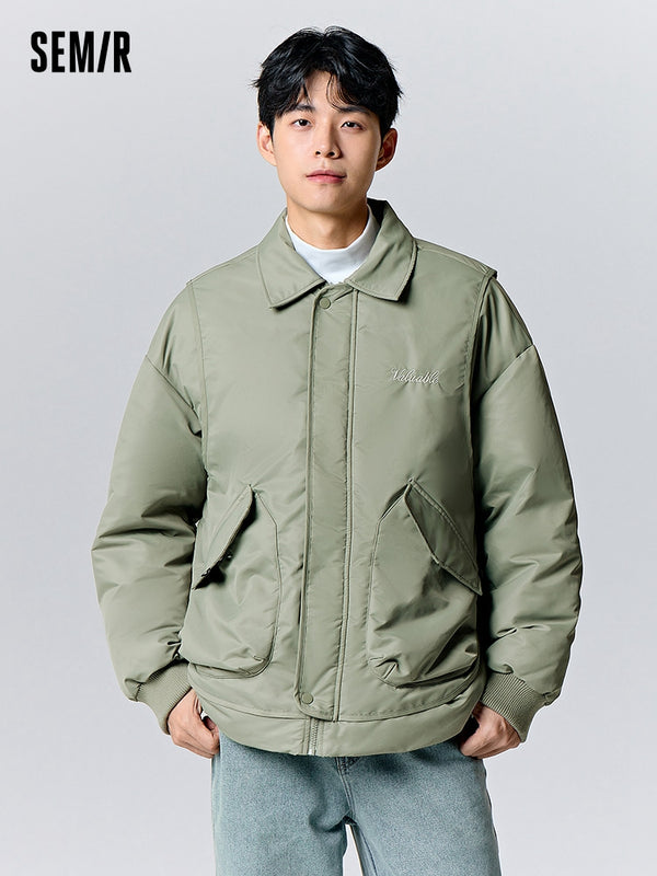 Men's earthy gray green chemical fiber jacket