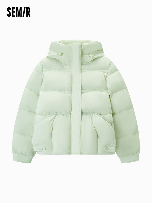 Women green short thick cotton coat