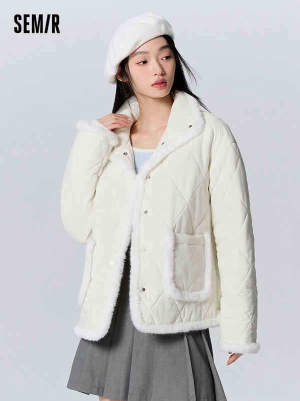 Women's white short cotton coat