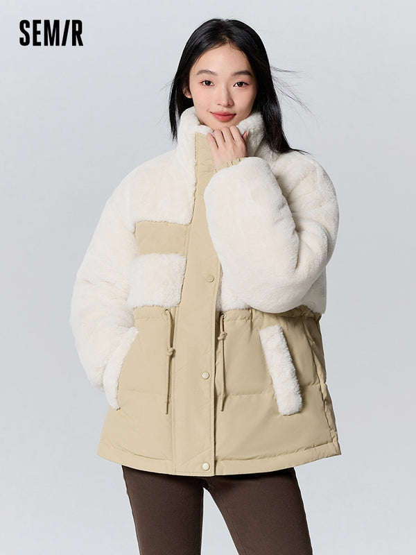 Women's medium length thin down jacket