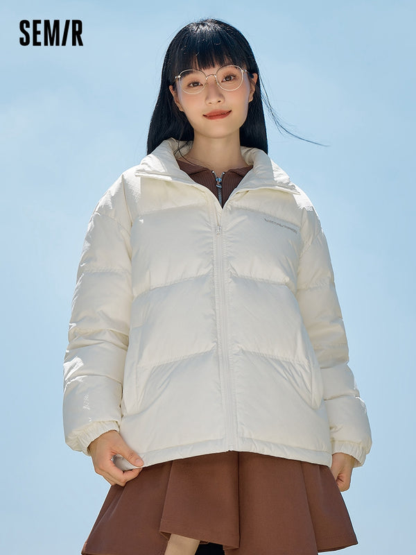 Áo khoác dày ngắn màu trắng sữa Unisex