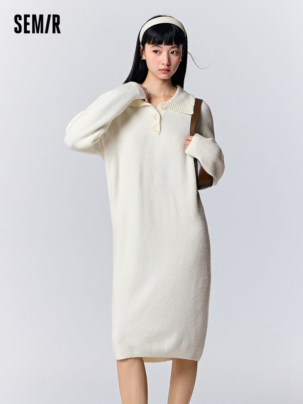 Women's white woolen dress