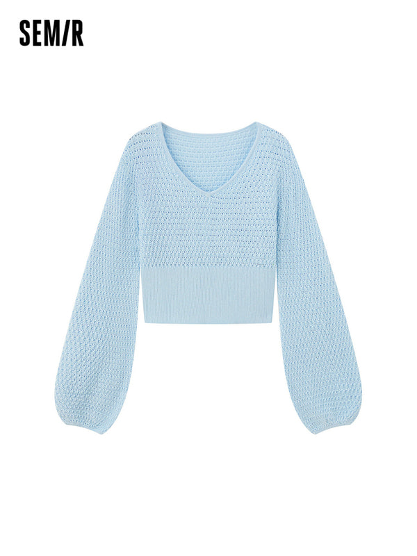 Women's Cutout Knitted V-Neck Jumper