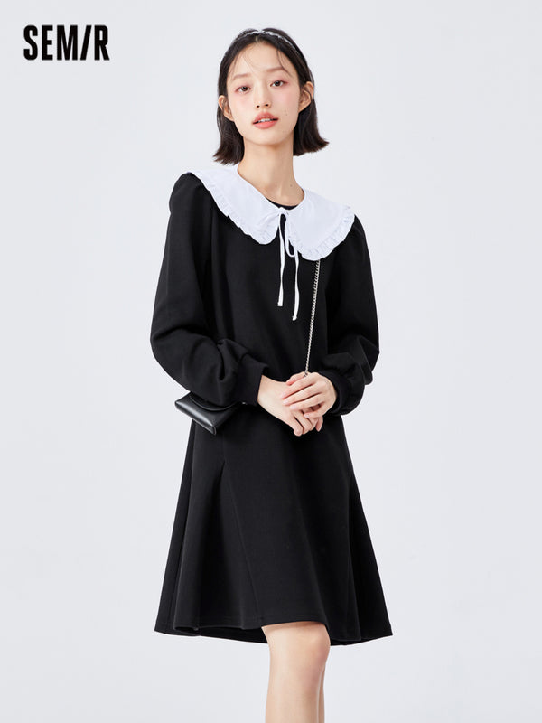 Women's UT Interlock Contrast Large Lapel Fitted Knitted Dress