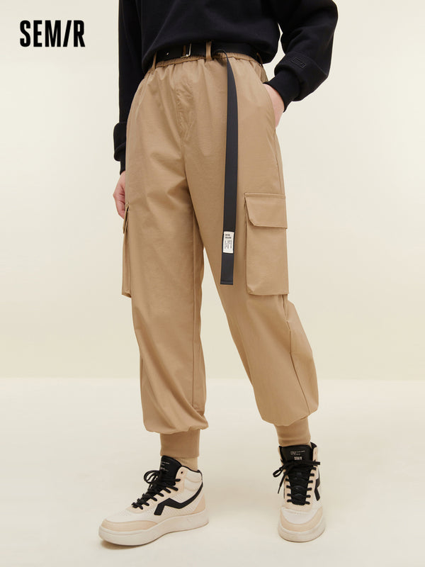 Women's Nylon-Cotton Four-Way Stretch Loose Cargo Pants