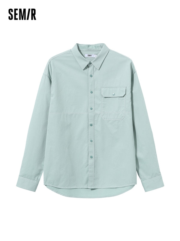 Men's 100% Cotton Loose Solid Color Shirt