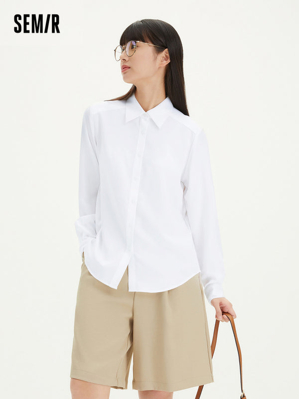 Women's Rayon Easy-Care Solid Color Fitted Long-Sleeve Shirt