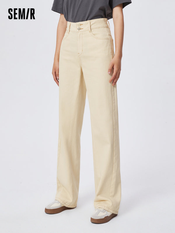 Women's Eco-Friendly Lyocell Denim Solid Color Wide-Leg Pants