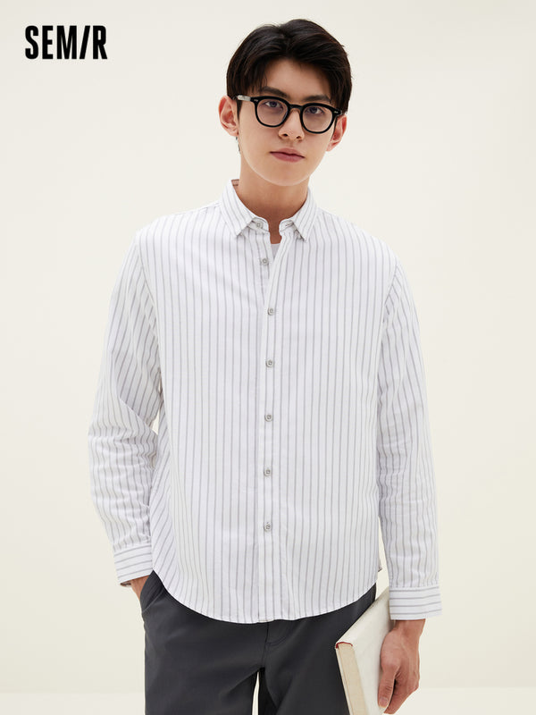 Men's Yarn-Dyed Twill Cotton Fitted Striped shirt