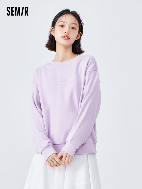 Women's 310g French Terry Solid Color Loose Crew Neck Sweatshirt