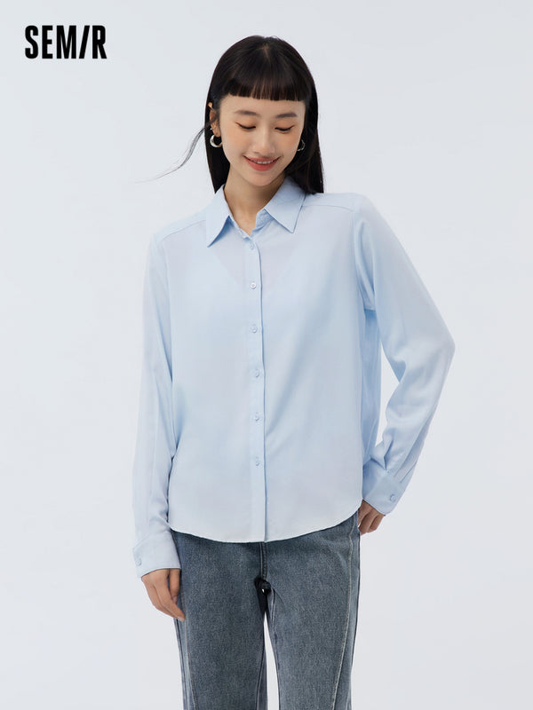 Women's Rayon Easy-Care Solid Color Fitted Long-Sleeve Shirt