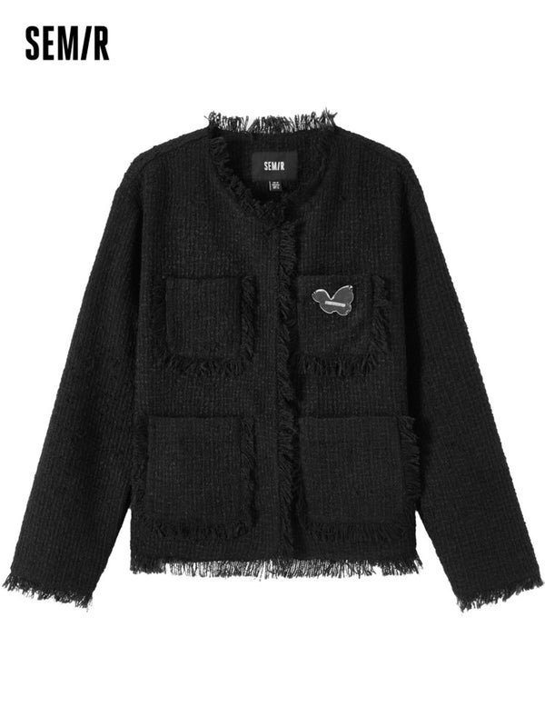 Women's Petite Chic Tweed Loose Coat