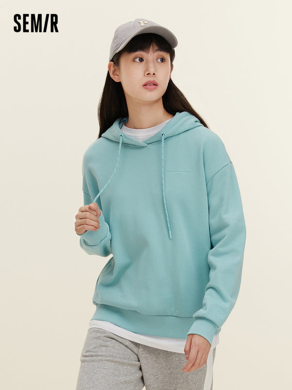 Women's 310g French Terry Solid Color Loose Hooded Sweatshirt
