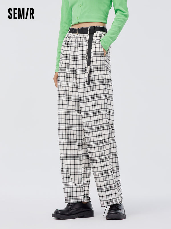 Women's TR Stretch Yarn-Dyed Plaid Easy-Care Straight Casual Pants