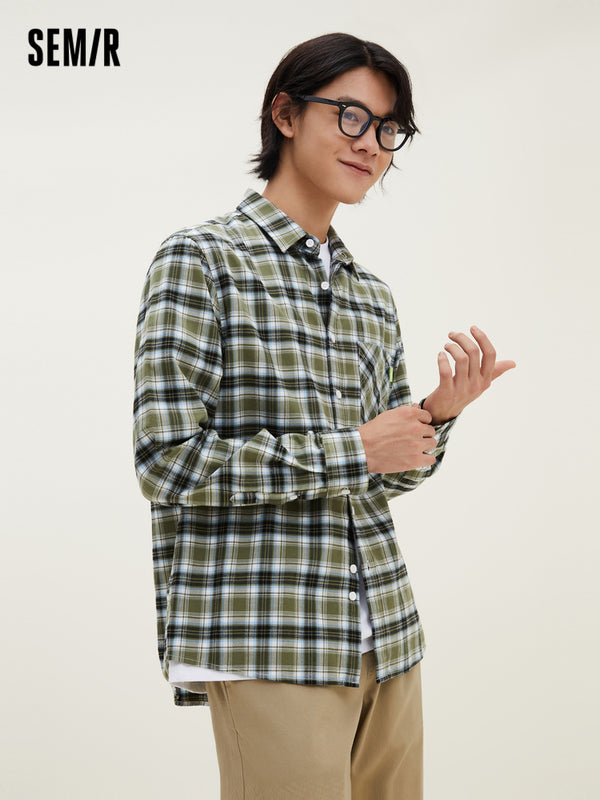 Men's 100% Cotton Yarn-Dyed Fitted Plaid Shirt