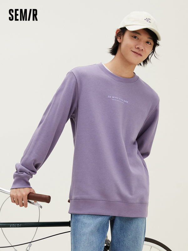 Men's 310g French Terry Solid Color Fitted Crew Neck Sweatshirt